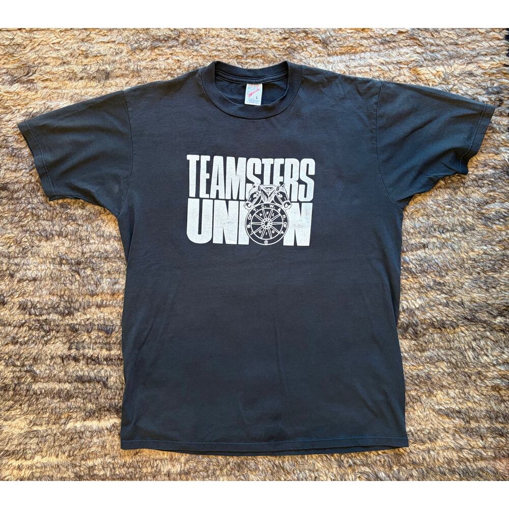 Men’s black T-shirt teamsters union vintage black large